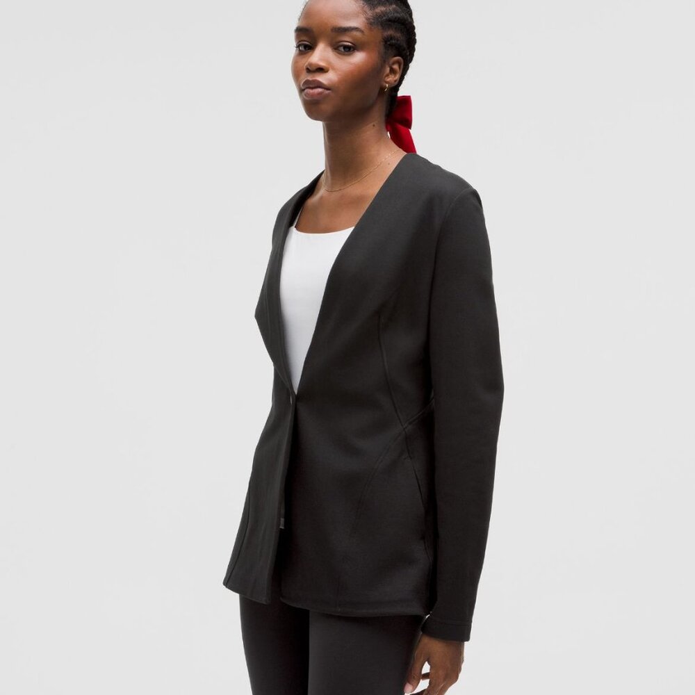Stretch Knit Blazer In Black